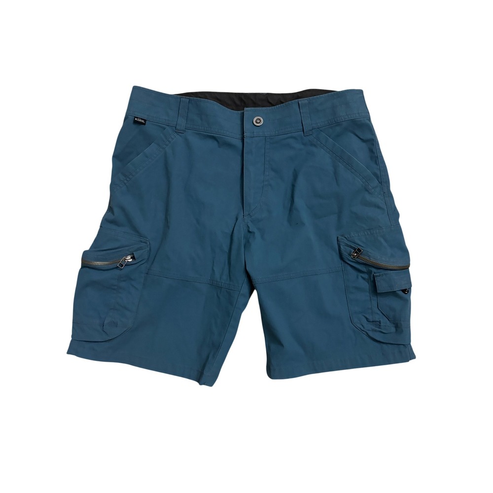 KÜHL Renegade Cargo Hiking Shorts Mens 33 Blue Outdoor Trail Utility Patina Dye - Picture 2 of 12